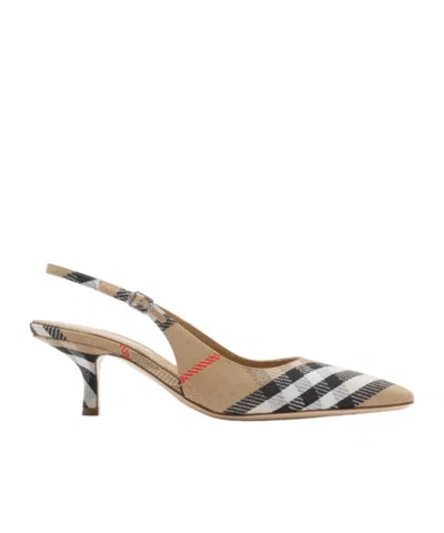 BURBERRY BURBERRY BIRDIE CHECKED SLINGBACK PUMPS