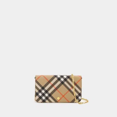 BURBERRY BURBERRY CHECK CHAIN STRAP WALLET BAGS