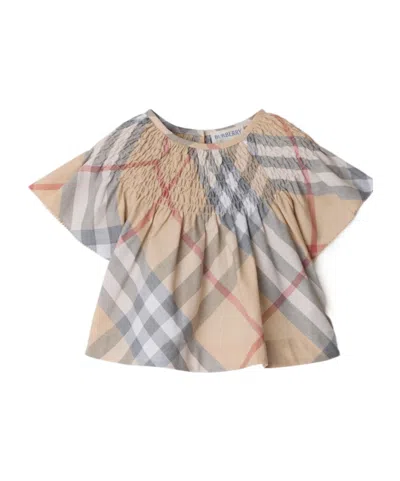 BURBERRY BURBERRY KIDS CHECKED GATHERED DETAIL BLOUSE