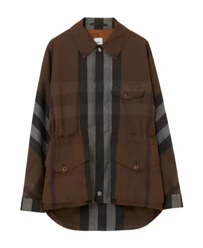 BURBERRY BURBERRY CHECK DRAWSTRING WAIST FIELD JACKET