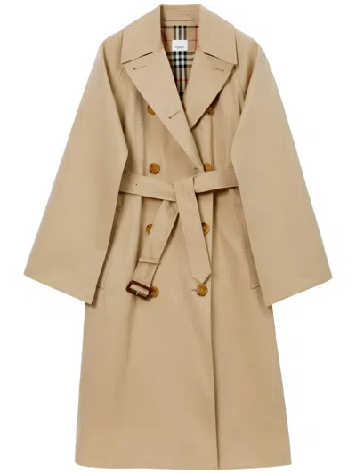BURBERRY CHECK-PATTERN COTTON TRENCH COAT