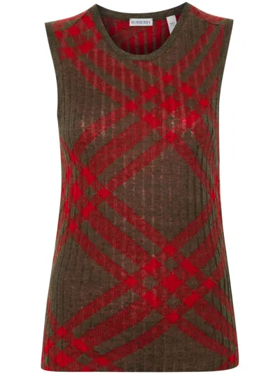 BURBERRY CHECK WOOL BLEND TANK TOP