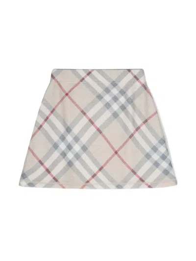 BURBERRY CHECK-PATTERN WOOL SKIRT