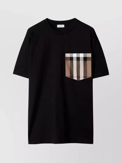 BURBERRY CHECK POCKET CREW NECK T-SHIRT