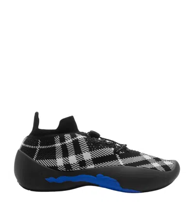 BURBERRY CHECK-PRINT KNIT NEPTUNE SNEAKERS