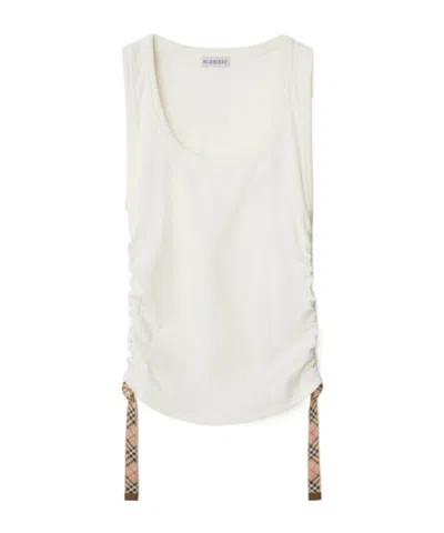 BURBERRY BURBERRY CHECK BUCKLE DETAILED RIBBED TANK TOP