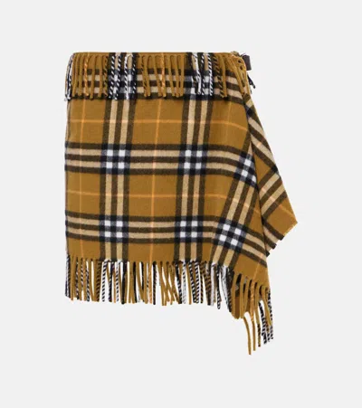 BURBERRY CHECK WOOL AND CASHMERE MINISKIRT