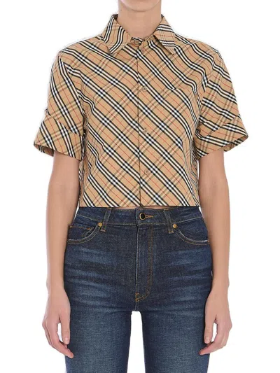 BURBERRY BURBERRY CHECKED CROPPED SHORT SLEEVED SHIRT