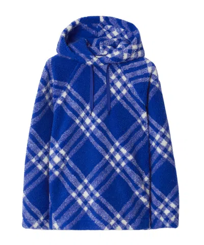 BURBERRY CHECKED FAUX-SHEARLING HOODIE