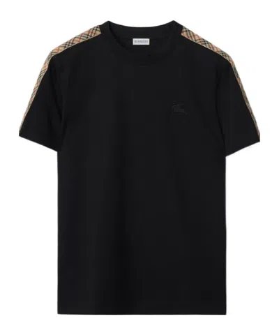 BURBERRY BURBERRY CHECKERED-TRIM CREWNECK T-SHIRT