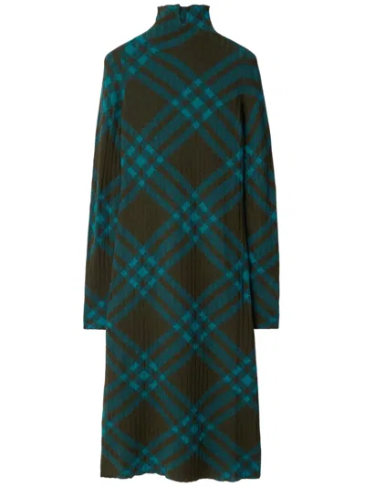 BURBERRY CHECKERED WOOL BLEND SHIFT DRESS