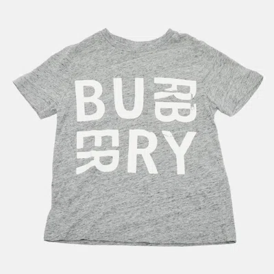 BURBERRY CHILDREN GREY LOGO PRINT JERSEY T-SHIRT 6 YRS