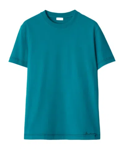 BURBERRY CONTRAST-STITCHING COTTON T-SHIRT