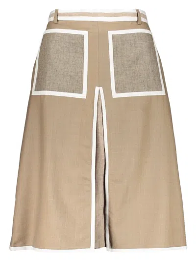 BURBERRY CONTRASTING-TRIM MIDI SKIRT