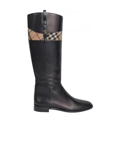 BURBERRY COWHIDE LOW-HEELED BOOTS
