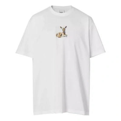 BURBERRY Burberry Deer Print Cotton Oversized Deerlet Printing T-Shirt 'White'