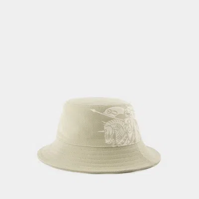 BURBERRY EKD TWILL BUCKET HAT - BURBERRY - SYNTHETIC - BEIGE