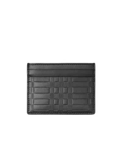 BURBERRY EMBOSSED CHECK LEATHER CARDHOLDER