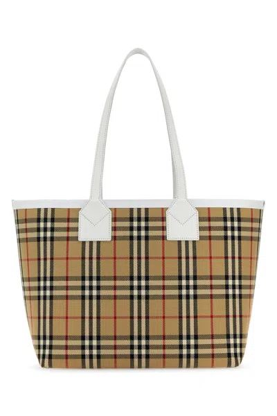 BURBERRY EMBROIDERED CANVAS LONDON SHOPPING BAG