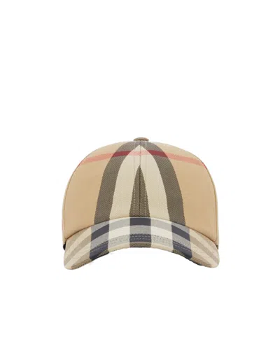 BURBERRY EMBROIDERED-LOGO CHECK COTTON BASEBALL CAP
