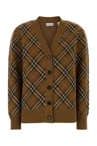 BURBERRY EMBROIDERED WOOL BLEND CARDIGAN