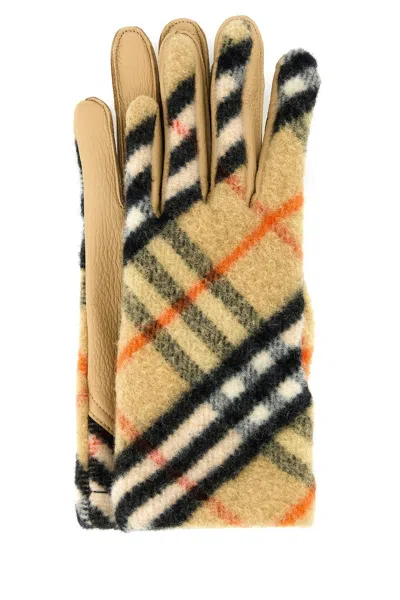 BURBERRY EMBROIDERED WOOL GLOVES