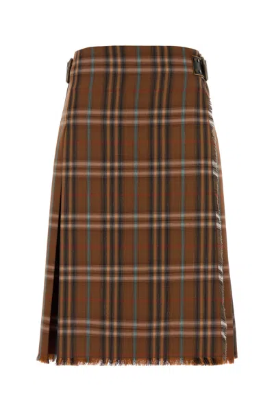 BURBERRY BURBERRY EMBROIDERED WOOL SKIRT