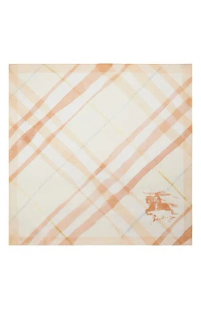 BURBERRY BURBERRY EQUESTRIAN KNIGHT DESIGN WATERCOLOR CHECK SILK SQUARE SCARF