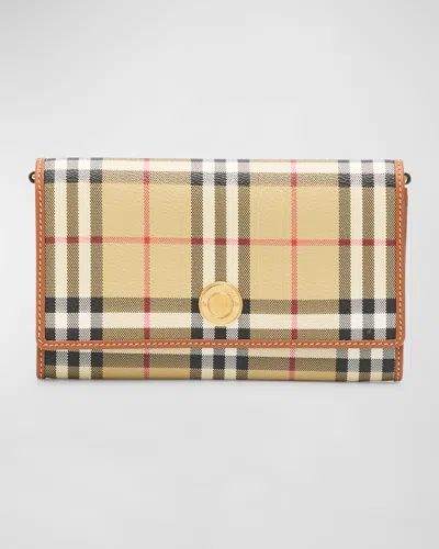 BURBERRY HANNAH FLAP CHECK CANVAS WALLET