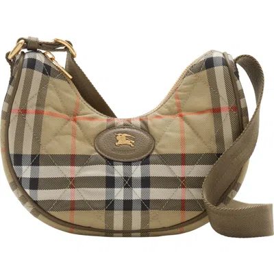 BURBERRY HORSESHOE BURBERRY CHECK QUILTED TWILL CROSSBODY BAG