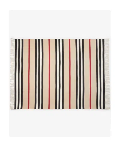 BURBERRY BURBERRY STRIPED INTARSIA FRINGED SCARF