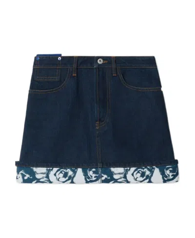 BURBERRY BURBERRY JAPANESE ROSE PRINTED DENIM MINI SKIRT