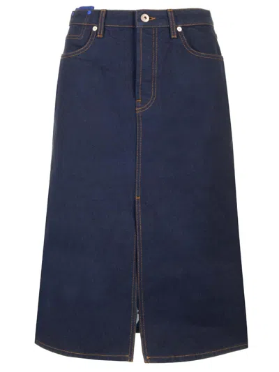BURBERRY JAPANESE FRONT-SLIT DENIM MIDI SKIRT