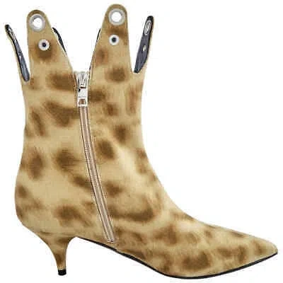 BURBERRY BURBERRY JERMAINE LEOPARD PRINT EYELET DETAIL ANKLE BOOTS