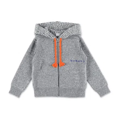BURBERRY BURBERRY KIDS LOGO EMBROIDERED KNITTED DRAWSTRING HOODIE