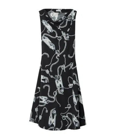 BURBERRY BURBERRY KNIGHT HARDWARE FLARED SLEEVELESS DRESS