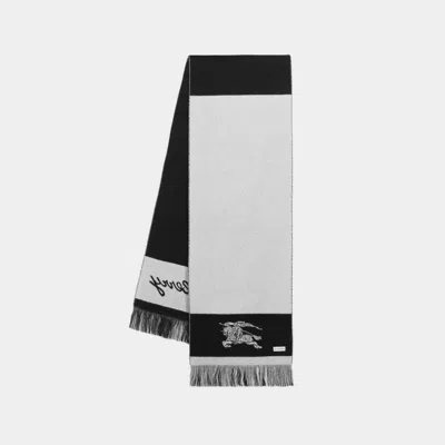 BURBERRY KNIGHT STRIP SCARF - BURBERRY - CASHMERE - WHITE