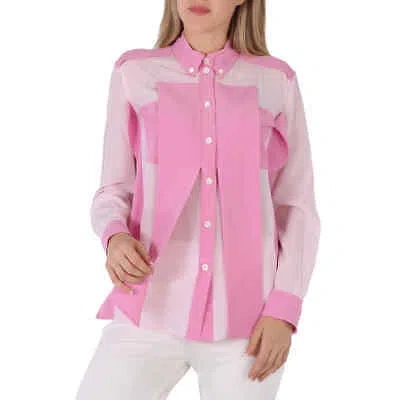 BURBERRY BURBERRY LADIES BECKIERL PALE CANDY PINK PANELLED SILK CREPE-DE-CHINE SHIRT,