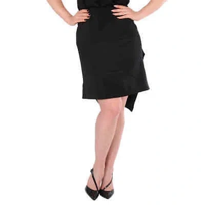 BURBERRY BURBERRY LADIES BLACK INTARSIA FLAG SATIN DRAPED SKIRT