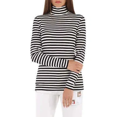 BURBERRY BURBERRY LADIES BLACK STRIPED STRETCH JERSEY TURTLENECK TOP