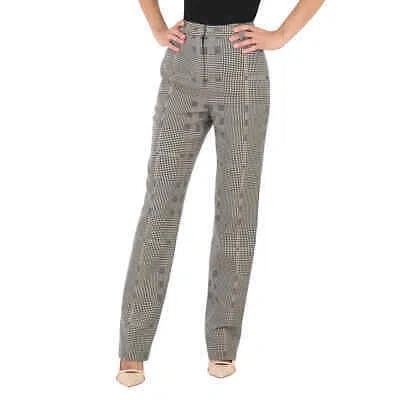 BURBERRY BURBERRY LADIES BROWN CHECK WOOL JACQUARD TAILORED TROUSERS