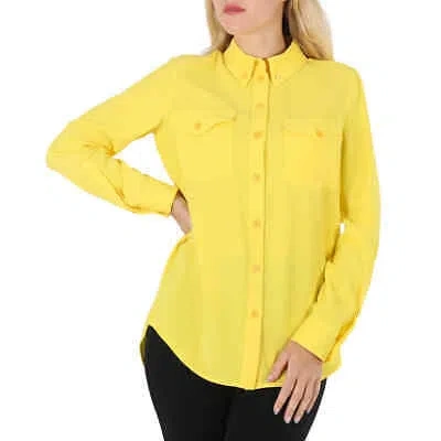 BURBERRY BURBERRY LADIES PALE TULIP YELLOW LONG-SLEEVE BUTTON-DOWN CLASSIC SHIRT, BRAND