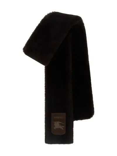 BURBERRY LOGO-APPLIQUÉ SHEARLING SCARF