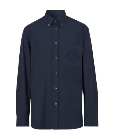 BURBERRY LOGO-EMBROIDERED LONG-SLEEVED SHIRT