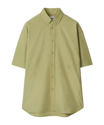 BURBERRY BURBERRY LOGO-EMBROIDERED SHORT SLEEVED POPLIN SHIRT