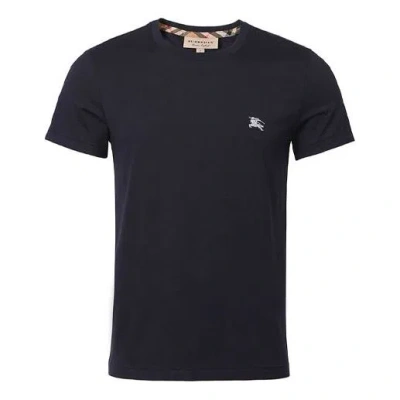 BURBERRY Burberry Logo Round Neck Short Sleeve Navy Blue