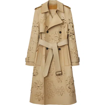 BURBERRY BURBERRY LONG CUTOUT DAISY SUEDE TRENCH COAT