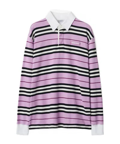 BURBERRY STRIPED COTTON POLO TOP