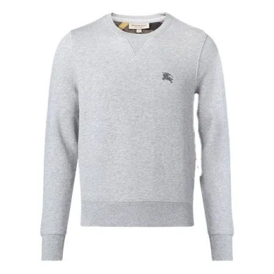 BURBERRY Men's Burberry Embroidered Horse Riding Round Neck Pullover Gray