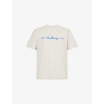 BURBERRY MENS SAIL KNOT LOGO-TEXT CREWNECK COTTON T-SHIRT